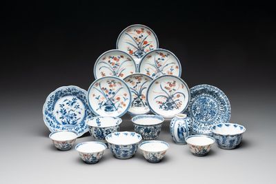 17 Chinese blue, white and Imari-style white wares, Kangxi/Yongzheng