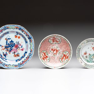 17 Chinese famille rose, Imari-style and European-decorated plates and saucers, Kangxi/Qianlong — 照片 4