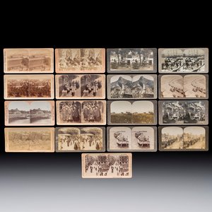 17 stereoview cards with views of China, depicting street scenes, architecture and daily life, 19/20th C. — foto 1