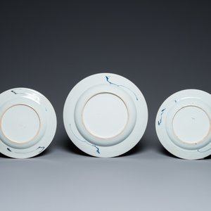 18 Chinese blue and white dishes and plates, Kangxi/Qianlong — 照片 11