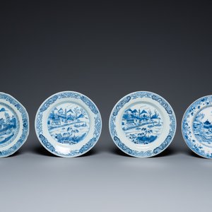 18 Chinese blue and white dishes and plates, Kangxi/Qianlong — 照片 4