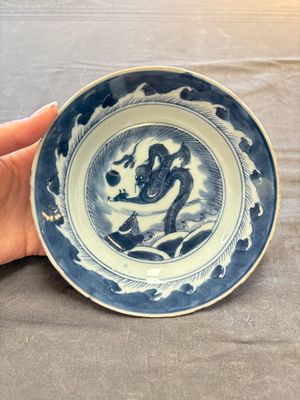 18 Chinese blue and white plates and saucers with floral design, 18th C. — 照片 35