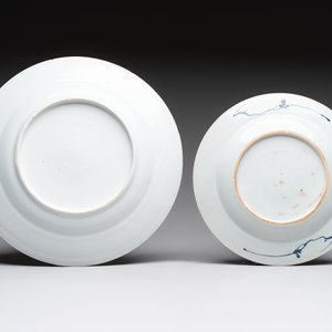 18 Chinese blue and white plates and saucers with floral design, 18th C. — 照片 9