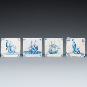 19 blauw-witte en polychrome Delftse tegels, 16/17e eeuw — foto 5