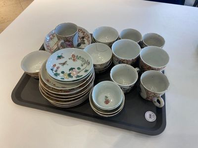 19 Chinese famille rose cups and 15 saucers, Qianlong — photo 1