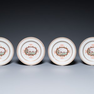19 Chinese famille rose Meissen-stijl borden en schotels met decor van een ruiter, Qianlong — foto 10