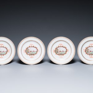 19 Chinese famille rose Meissen-style 'knight on horseback' dishes and plates, Qianlong — 照片 4