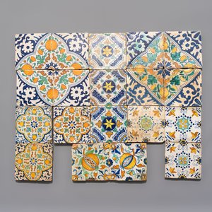 19 polychrome Dutch Delft 'floral ornament' tiles, ca. 1600 — 照片 1