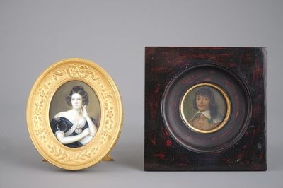 2 miniatures peints sur ivoire et cuivre, 18 et 19ème siècle