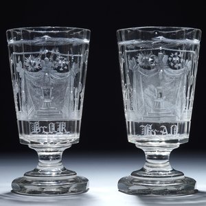 2 verrres gravés au sujets maçonniques, 20ème siècle — photo 3