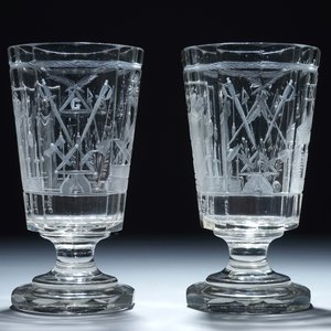 2 verrres gravés au sujets maçonniques, 20ème siècle — photo 4
