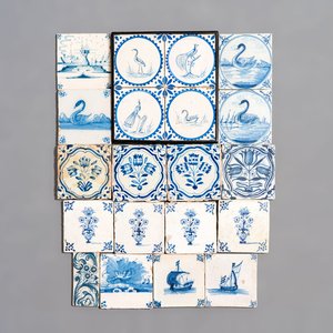 20 blue and white Dutch Delft tiles, 17/19th C. — 照片 1