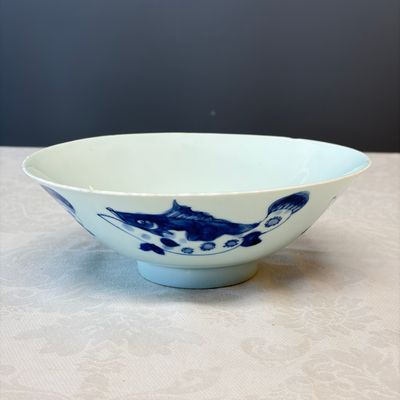A Chinese blue and white 'Pikes' bowl — photo 1