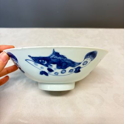 A Chinese blue and white 'Pikes' bowl — photo 2