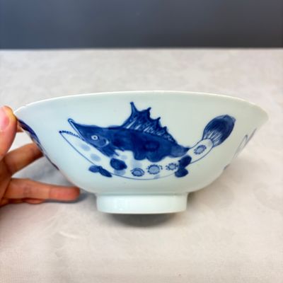 A Chinese blue and white 'Pikes' bowl — photo 4
