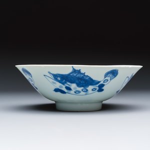 A Chinese blue and white 'Pikes' bowl — photo 1