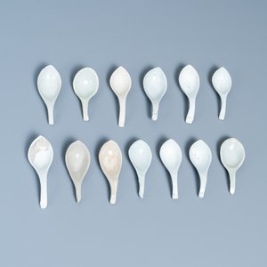 22 cuillères en porcelaine de Chine à émaux monochromes en blanc et brun, 17/18ème — photo 2