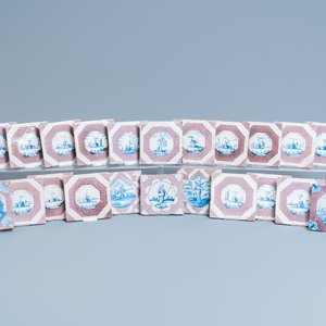 22 Dutch Delft blue, white and manganese tiles, 17/18th C. — photo 1