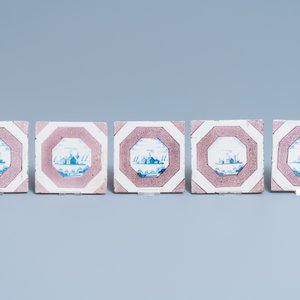 22 Dutch Delft blue, white and manganese tiles, 17/18th C. — photo 4