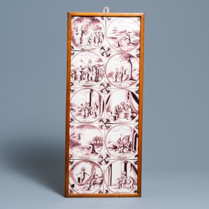 24 carreaux en faïence de Delft en manganèse aux sujets religieux, 18ème — photo 6