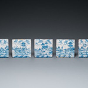 25 blauw-witte Delftse tegels met 'openlucht' landschappen, 18e eeuw — foto 2