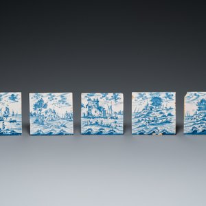25 blauw-witte Delftse tegels met 'openlucht' landschappen, 18e eeuw — foto 3