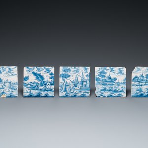 25 blauw-witte Delftse tegels met 'openlucht' landschappen, 18e eeuw — foto 6
