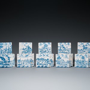 25 blue and white Dutch Delft tiles with continuous landscape scenes, 18th C. — 照片 1