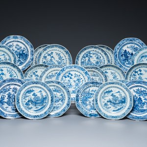 25 Chinese blue and white plates, Qianlong — 照片 1
