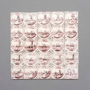 25 manganese Dutch Delft 'circle' tiles, 18th C. — 照片 1