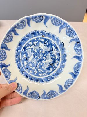 Six Chinese blue and white Ko-sometsuke 'Crane' plates for the Japanese market — photo 2