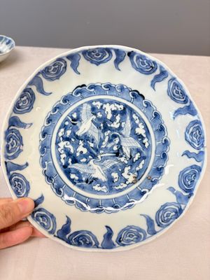 Six Chinese blue and white Ko-sometsuke 'Crane' plates for the Japanese market — photo 10