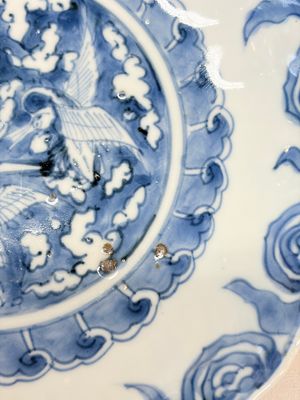 Six Chinese blue and white Ko-sometsuke 'Crane' plates for the Japanese market — photo 12