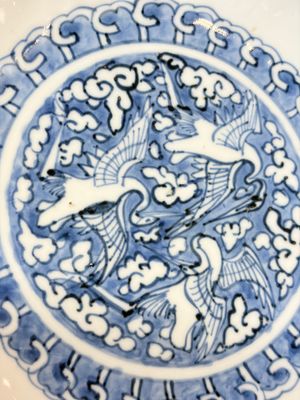 Six Chinese blue and white Ko-sometsuke 'Crane' plates for the Japanese market — photo 20