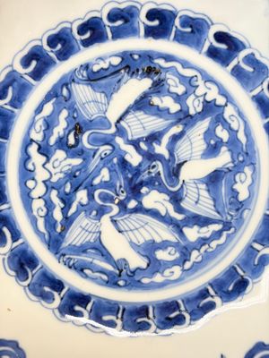 Six Chinese blue and white Ko-sometsuke 'Crane' plates for the Japanese market — photo 35