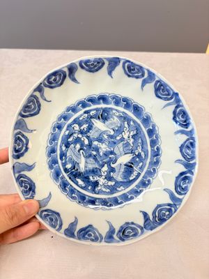 Six Chinese blue and white Ko-sometsuke 'Crane' plates for the Japanese market — photo 44