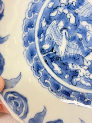 Six Chinese blue and white Ko-sometsuke 'Crane' plates for the Japanese market — photo 47