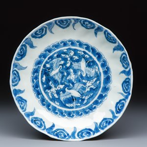 Six Chinese blue and white Ko-sometsuke 'Crane' plates for the Japanese market — photo 2