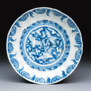 Six Chinese blue and white Ko-sometsuke 'Crane' plates for the Japanese market — photo 10