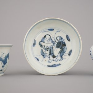 3 blauw en witte voorwerpen in Chinees porselein, Ming-dynastie en Kangxi — foto 4