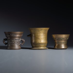 Three bronze mortars and two pestles — photo 2