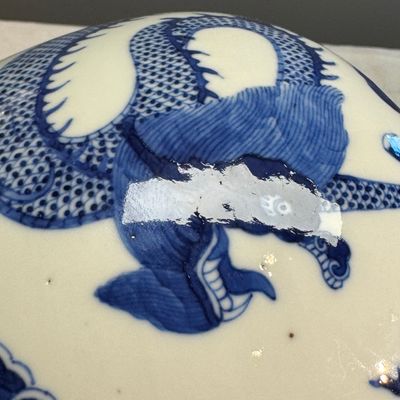 A pair of Chinese blue and white 'Dragon' jars and covers — photo 14