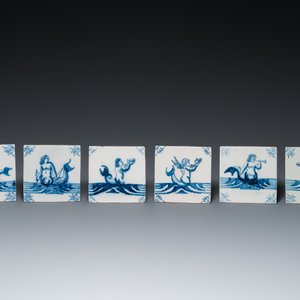 30 Dutch Delft blue and white tiles with sea monsters and ships, 18th C. — 照片 3