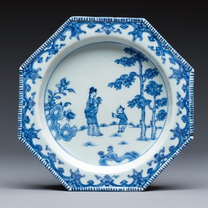 Six Chinese blue and white plates after a European silver model — photo 12