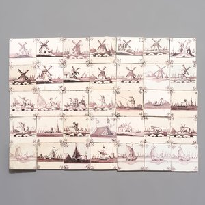 35 manganese Dutch Delft tiles, 18/19th C. — 照片 1