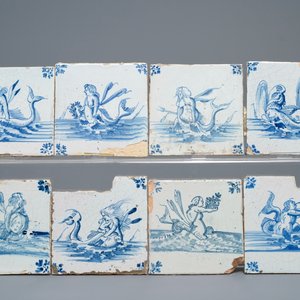 39 Delft blue and white tiles with seacreatures and ships, Ghent, 17th C. — photo 6
