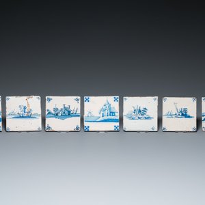 39 various Duch Delft blue and white tiles, 17th C. and later — 照片 6