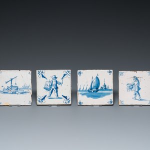 39 various Duch Delft blue and white tiles, 17th C. and later — 照片 7