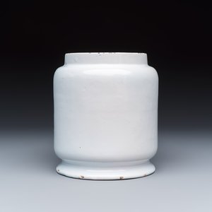 A varied group of three Dutch Delft and Brussels faience apothecary jars — photo 12