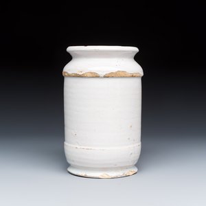 A varied group of three Dutch Delft and Brussels faience apothecary jars — photo 20